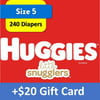 $20 Savings Buy 2 Huggies Diapers Little Snugglers, Size 5, 120 Ct with $20 Gift Card
