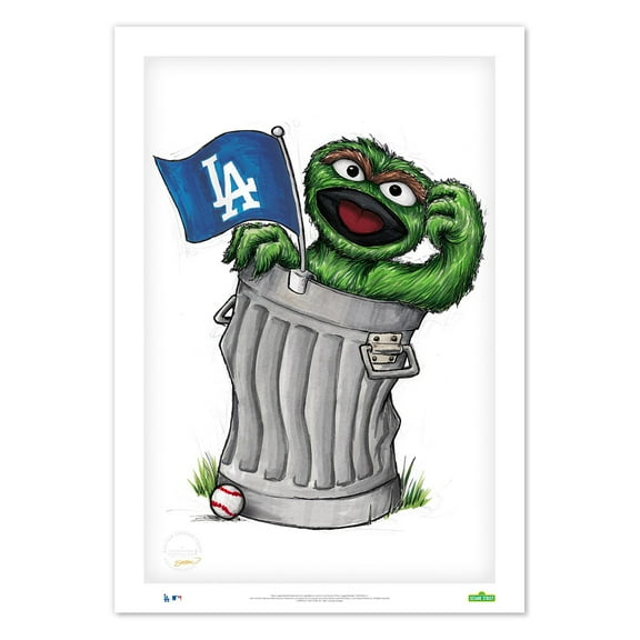 Oscar the Grouch Los Angeles Dodgers 14" x 20" Sesame Street Limited Edition Fine Art Print