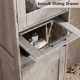 thumbnail image 4 of Armoire de Salle de Bain Mince Autoportante de 67 Pouces – Armoire de Rangement Moderne Grise avec 2 Portes en Verre, 1 Tiroir, Tablettes Ajustables – MDF Résistant à l'Humidité pour Salle de Bain, Cuisine, Salon, 4 of 8
