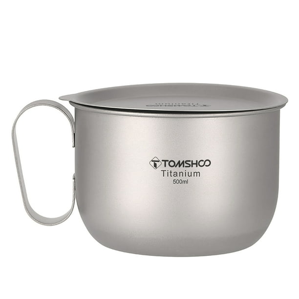Tomshoo 500ml Titanium Cup with Lid and Handle Camping Coffee Cup