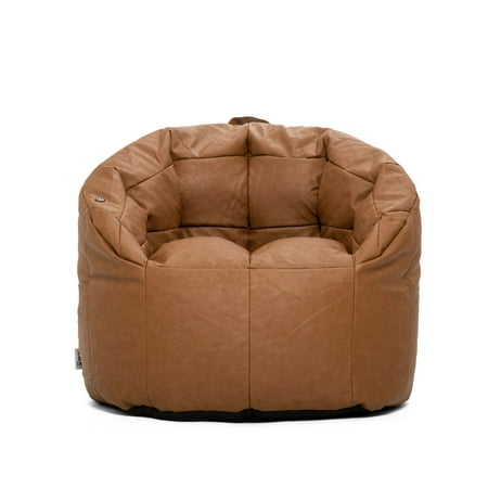 Big Joe Milano Bean Bag Chair with Vibe  Caramel Montana Leather