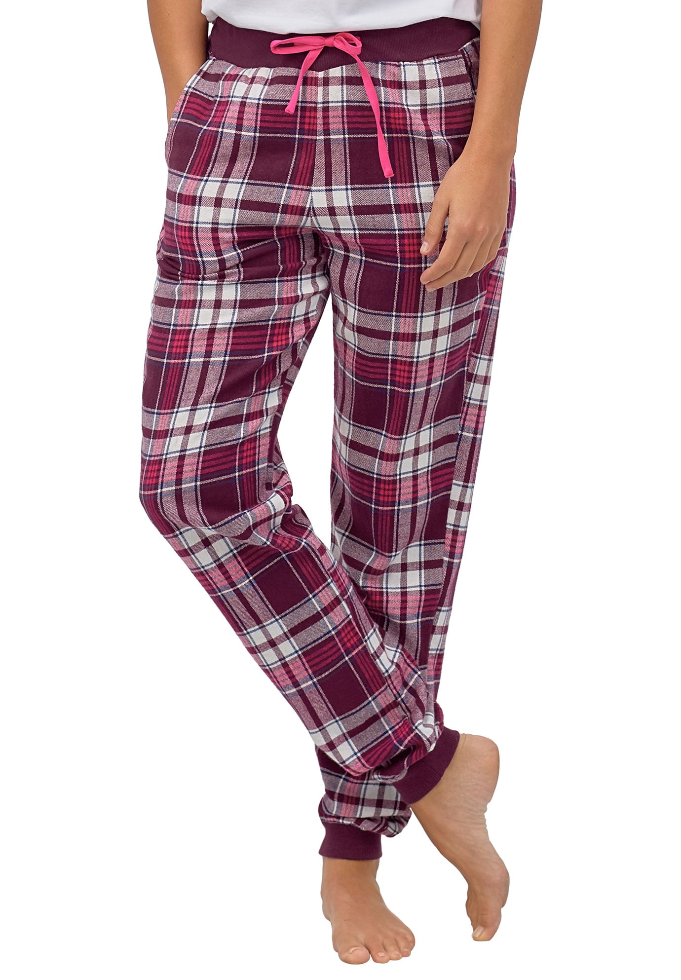 Beverly Rock Womens 100% Cotton Flannel Plaid Lounge Pants Available in Plus Size 