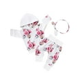 thumbnail image 2 of LAPAKIDS Newborn Infant Baby Girls Hooded Shirt Tops Pants Outfits Floral Clothes 3PCS Set 6-12 Months, 2 of 8