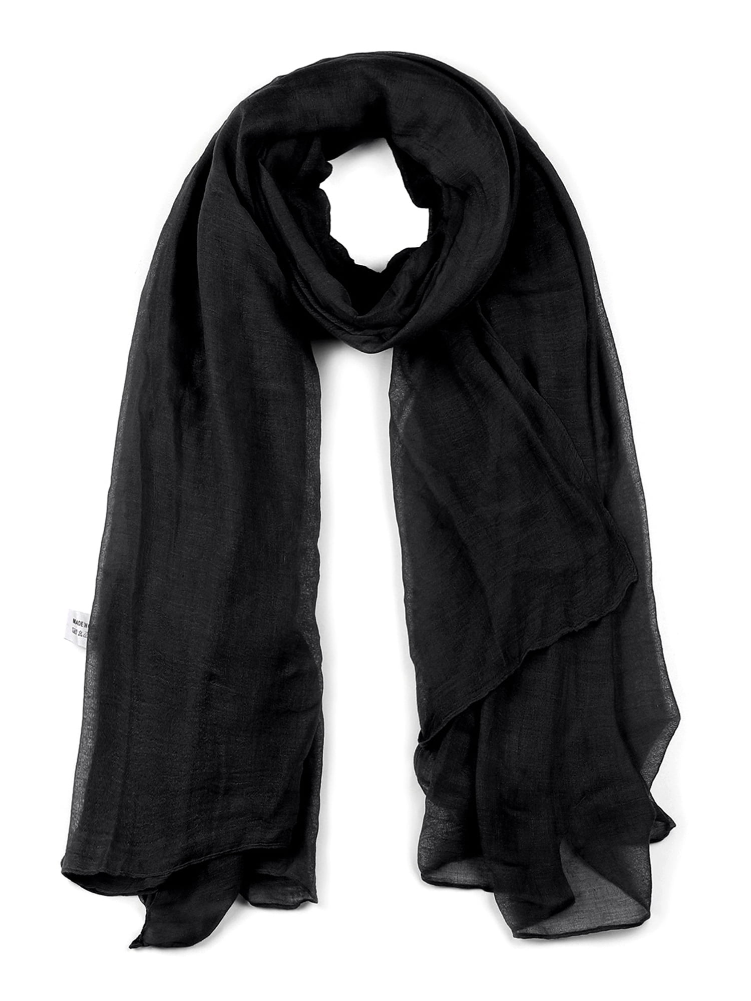 Black Color Cotton Wool Blend Scarf Dark Color Cotton Scarf for Gift Square Solid Scarf Best Gift for Her Soft Scarf for Women