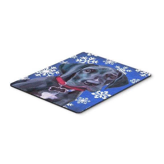 "Black Great Dane Puppy Winter Snowflakes Holiday Mouse Pad Hot Pad or Trivet"