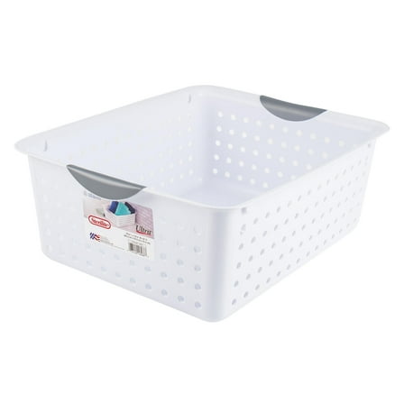 Sterilite Large Ultra Basket, Open Plastic Storage Bin, Versatile Organization Solution, White, 1 Count