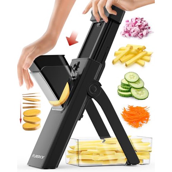 Fullstar Trancheuse Mandoline Plus Sûre pour Cuisine, Trancheuse de Concombre, Trancheuse de Pommes de Terre, Julienne Légume