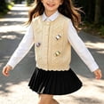 thumbnail image 5 of Cethrio Girls Sweater Vests, Buttons Sleeveless Stretchy Knitted Fall Winter Clothing Yellow Size 7-8 T, 5 of 8