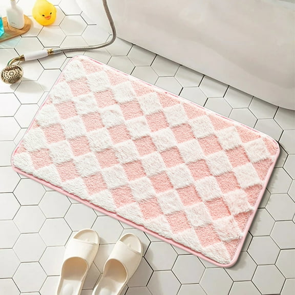 Bailu Bathroom Rug Set Soft Plush Absorbent Bath Mat Set, Machine Washable Bathroom Mat, Pink, 16"X24" inch