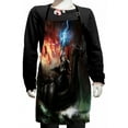 thumbnail image 1 of Fantasy World Kids Apron, Thunder Wrath in Viking Thorn Ship Floating in Fiery Waves Odin Narrative, Boys Girls Apron Bib with Adjustable Ties for Cooking Baking Painting, Grey Orange, by Ambesonne, 1 of 2