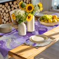 thumbnail image 4 of Purple Coastal Round 13 Inch Placemats Set of 4, Summer Beach Nautical Abstract Art HeatResistant Non Slip Place Mats for Dining Table, Wipeable Braided Kitchen Table Mats for Housewarming, 4 of 9
