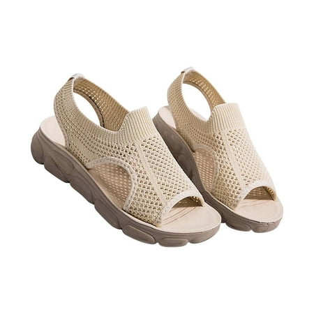 

TUOBARR Women s Platform Sandals Orthopedic Slide Sport Sandals Beige