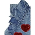 thumbnail image 5 of KIDSCOOL SPACE Baby Little Girl Red Heart Sequin Decoration Denim Dress,Blue,2-3 Years, 5 of 6