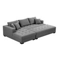 thumbnail image 2 of 111'' Tufted Fabric L-Shaped 3-Seat Sectional Sofa Set with Chaise Lounge & Ottoman Coffee Table Bench, Dark Grey, 2 of 9