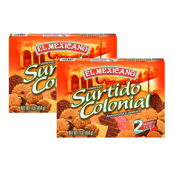 El Mexicano Galletas Surtido Colonial Assorted Cookies, 1 lb Box, 2 Pack