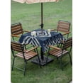thumbnail image 5 of Square Outdoor Tablecloth with Umbrella Hole Navy Blue Outside Table Cloth Waterproof Patio Table Cover Vintage Tribal Abstract Geometric Tie Dye Art Zipper Tablecloths for Picnic Camping 60x60 Inch, 5 of 8