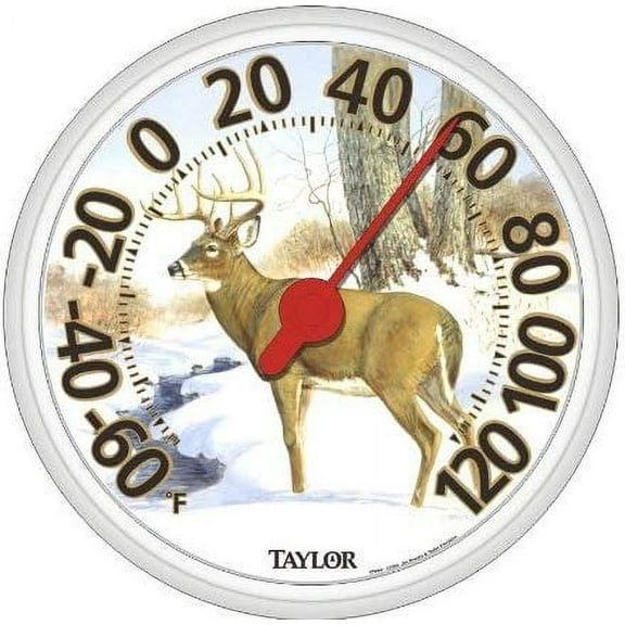 13.25" Country Deer Dial Thermometer Bold & Vibrant Silk Screened Grap, Each
