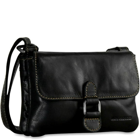 Jack Georges Voyager Hand-Stained Buffalo Leather Mini Crossbody Bag #7610 (Black)