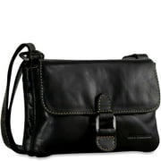 Jack Georges Voyager Hand-Stained Buffalo Leather Mini Crossbody Bag #7610 (Black)