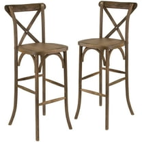 Flash Furniture 2 Pack HERCULES Series Dark Antique Wood Cross Back Barstool