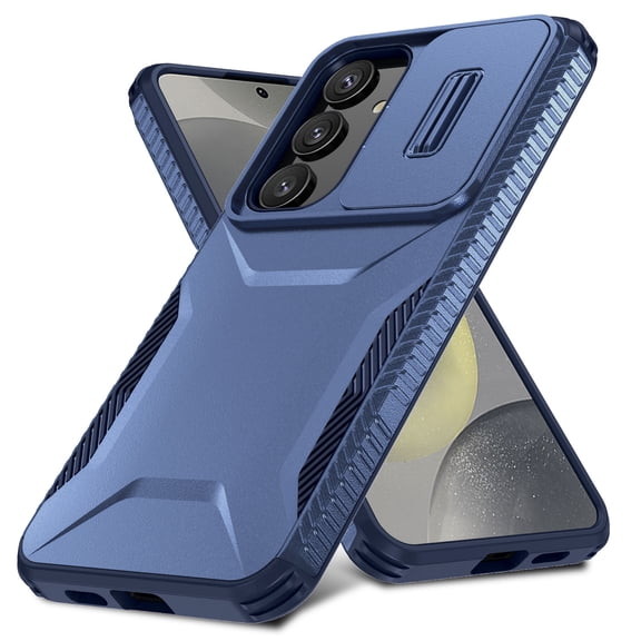 for Samsung Galaxy A15, Luxury Sliding Camera Cover Soft TPU Hard PC Shockproof Drop Protective Hybrid Stylish Ultra Slim Frosted Anti-slip Grip Case for Samsung Galaxy A15, Blue