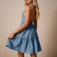 thumbnail image 4 of Warop Women's Deep V Neck Camisole Dress with Adjustable Ties, Ruffle Trim, Parallel Pleats, Backless Design, Elegant for Party and Evening Occasions, Daily Wear, 4 of 5