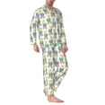 thumbnail image 2 of Naloa Rainbow Llama Men’s Pajamas Set - Long Sleeve Button Down Sleep Shirt and Pajama Bottoms Sleepwear Set-, 2 of 7