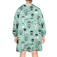 thumbnail image 2 of Wearable Oversized Blanket,Cartoon Skull Pattern Wearable Blanket Hoodie for Adults,Cozy Hooded Blankets with Super Pockets,Super Warm Fuzzy Pullover for Women & Men, 2 of 6