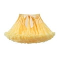 thumbnail image 2 of BRGZLK Girls Tutu Dress Fashion Solid Color Elastic Waist Half Skirt Mesh Skirt Stage Performance Layered Tulle Ruffle Skirt Princess Party Birthday Outfit Yellow 3-4 Years, 2 of 5