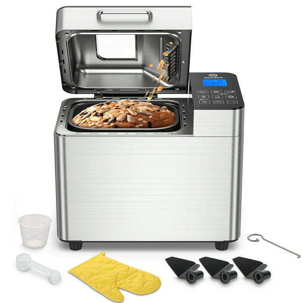 Moosoo 2 LB Bread Maker Machine, Stainless Steel Bread Maker, 18
