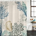 thumbnail image 2 of Coastal Coral Shower Curtain, Waterproof Shower Curtains for Bathroom, Turquoise Blue Shell Conch Starfish Washable Fabric Bathtub Curtain Set Bath Decor with 12 Hooks 72"x78", 2 of 8