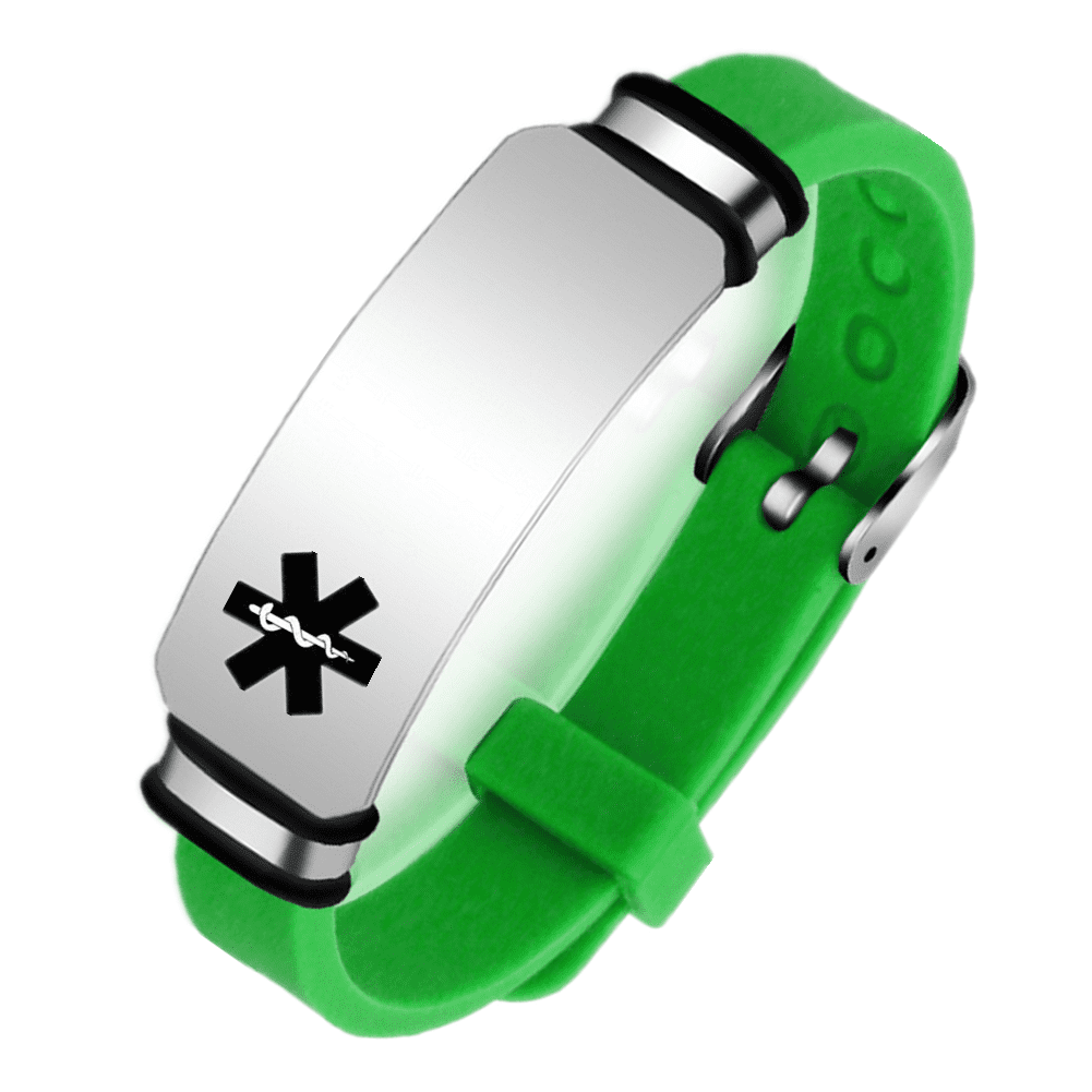 Adjustable Medical Alert ID Silicone Bracelet, Personalized ICE Allergy Awareness Identification Wristband Customized Al