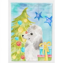 White Standard Poodle Christmas Flag - Garden Size