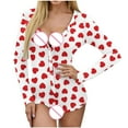 thumbnail image 5 of Munlar Lingerie For Women,Womens Underwear,Women’s Valentine's Day Not Positioned Print V-neck Long Sleeve Sexy Bodysuit Sexy Lingerie Pajamas Romper, 5 of 7