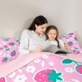 thumbnail image 4 of Manfei Sweet Cherry Strawberry 7 Pieces Bedding Comforter Set,Cartoon Wild Ladybug Full Bedding Set,Pink Cyan White Fitted Sheet Flat Sheet For Girls Kids,Microfiber Bedroom Decor Reversible, 4 of 8