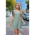 thumbnail image 7 of Ladies Solid Color Sleeveless V-Neck Pocket Dress Dark Green M, 7 of 7