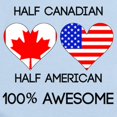 thumbnail image 2 of CafePress - Half Canadian Half American Body Suit - Baby Light Bodysuit, Size Newborn - 24 Months, 2 of 4