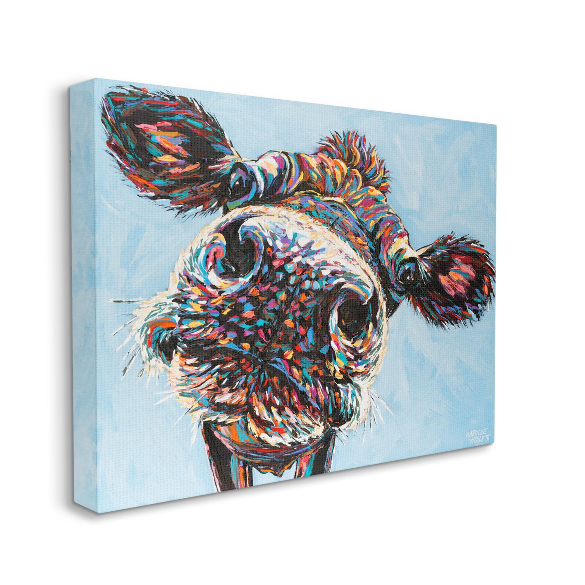 Stupell Industries Funky Abstract Cow Portrait Contemporary Cattle Painting, 30 x 24,Design by Carolee Vitaletti