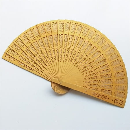 

〖TOTO〗Home Decor ing Props Sandalwood Fan Openwork Carved Wooden Fan Wedding Fan 20Cm