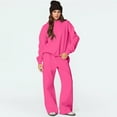 thumbnail image 4 of Bow Sweat Set for Women Bow Sweatpants Set for Women Bow Sweat Sets Women's 2 Piece Outfits Bow Trim Print Hoodie Sweatsuit Sets Oversized Sweatshirt Wide Leg Sweatpants With Pockets, Hot Pink-XXXL, 4 of 6