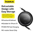 thumbnail image 4 of Cable USB C retráctil Baseus de 2/5 piezas de 100 W para iPhone 16, 15, ProMax, cable de carga rápida para MacBook, iPad, tipo C para Xiaomi y Samsung, 4 of 5