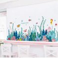 thumbnail image 3 of Pegatinas de pared con dibujos animados creativos extraíbles en 3D bajo el mar, paisajes naturales, hierba oceánica, algas marinas de colores, calcomanía de pared para esquina de pared (Seaw, 3 of 5