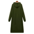 thumbnail image 4 of Baqcunre Plus Size Dresses for Curvy Women Women's Large Size Round Neck Hooded Solid Color Long Sleeved Long Sweater Dress Plus Size Swimsuit for Women Dresses for Women 2024 Green 4XL, 4 of 6