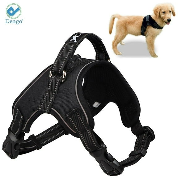 Deago No Pull Dog Harness Reflective Adjustable Outdoor Pet Collars Harness Easy Control Handle for Small Medium Large Dogs