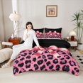 thumbnail image 4 of Homewish Cute Pink Ribbon Bowtie 2pcs Bedding Comforter Set For Female Girls Adults,Leopard Print Twin Comforter Sets,Animal Cheetah Print Breathable Bedding Set,Breathable Home Decor,Reversible, 4 of 8