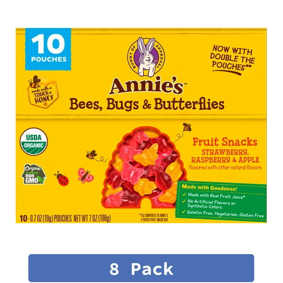 Annie's Homegrown Bee, Bug & Butterfly Fruit Snack 7 oz (Pack of 8)