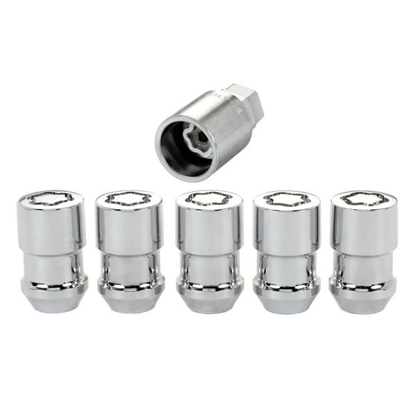 McGard Wheel Access Wheel Lock 24538 Spare Tire And Road Wheel 5 Lock Set; Lug Nut Lock; 1/2 Inch-20 Thread Size; Conical Seat; Acorn Lug; 1.46 Inch Overall Length; 3/4 Inch Wrench Size; Chrome Plated