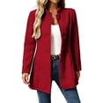 thumbnail image 5 of SuTry Women's Stand Collar Coat Button Front Long Sleeve Side Pockets Relaxed Fit Mid Length Versatile Casual Office Commute Daily Wear Outerwear, 5 of 8