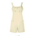 thumbnail image 4 of Women's Summer Casual Sleeveless Rompers Loose Fit Spaghetti Strap Shorts Jumpsuit Beach Cover Up with Pockets-Apricot Color&39.3inch/185cm, 4 of 5