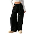 thumbnail image 2 of Endives Women's Sweatpant Wide Leg Pants Corduroy High Waist Barrel Pants Comfy Baggy Sweatpants Black, 2 of 7